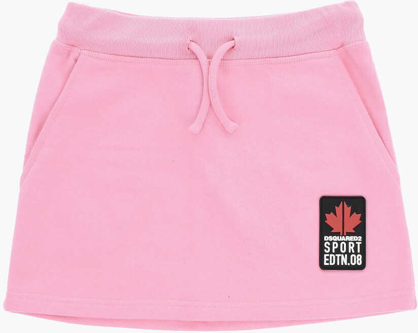 Fuste DSQUARED2 Solid Color A-Line Skirt With Embossed Logo Pink Fete (BM 19714043) 1