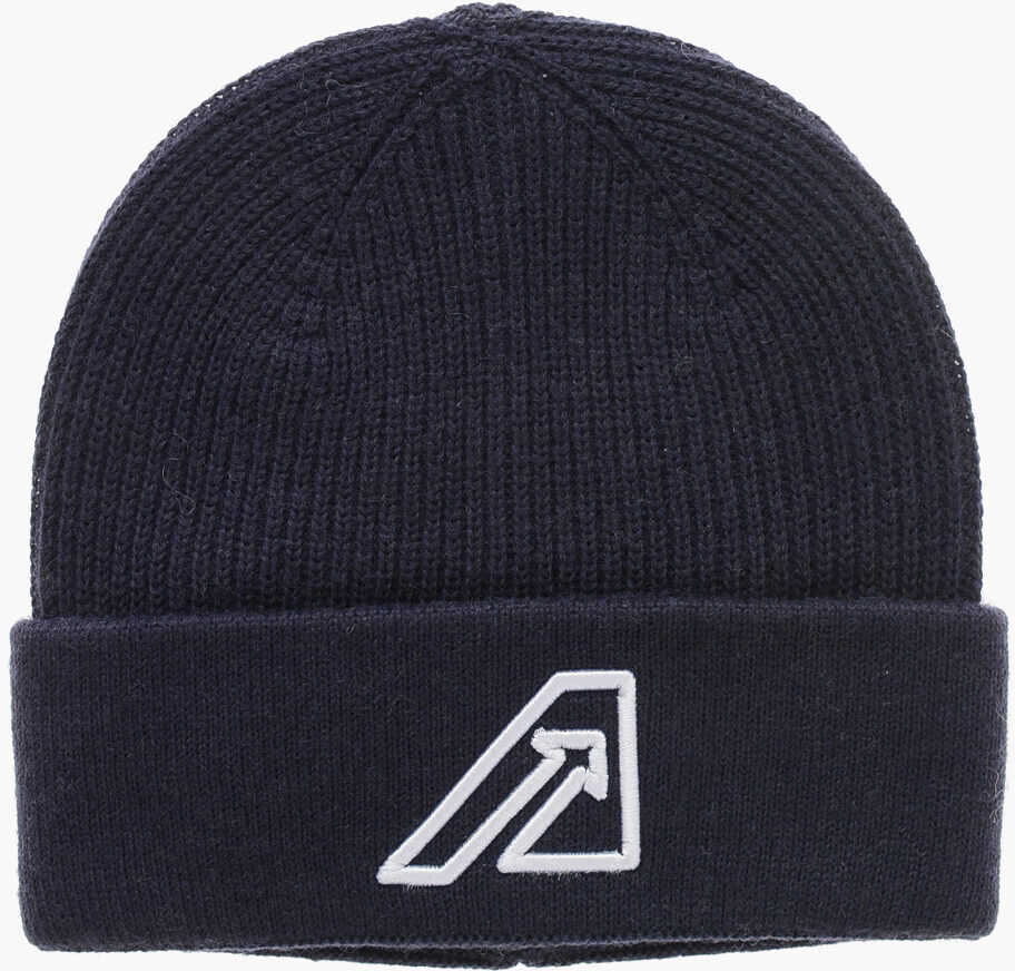 Caciuli AUTRY Wool Blend Beanie Hat With Embroidered Logo Blue Fete (BM 19714052) 1
