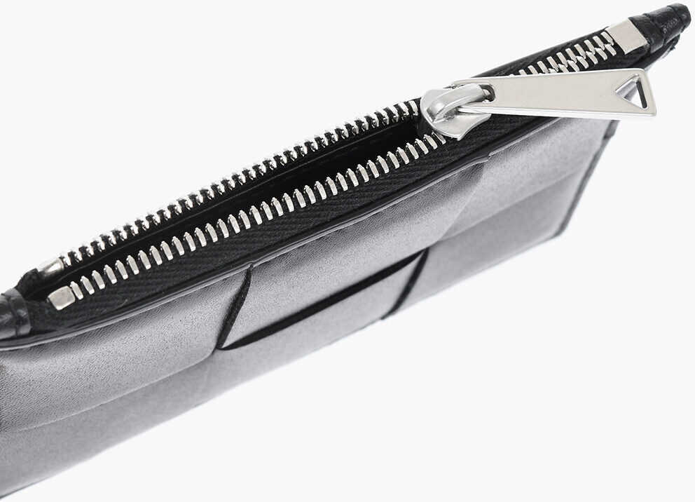 Portofele Bottega Veneta Braided Leather Card Holder With Zip Black Barbati (BM 19714061) 3