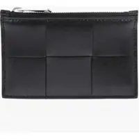 Portofele Braided Leather Card Holder With Zip Barbati