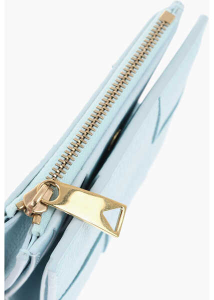 Portofele Bottega Veneta Braided Leather Wallet With Zip Light Blue Femei (BM 19714070) 3