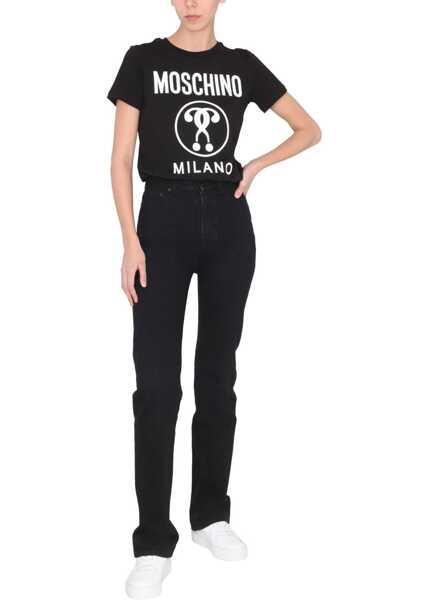 Tricouri Moschino Double Question T-Shirt BLACK Femei (BM 19714202) 4