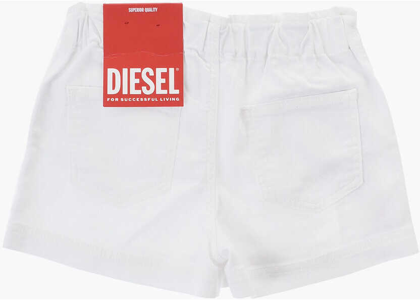 Pantaloni scurti Diesel Cotton Pamlix Shorts With Logoed Buttons White Baieti (BM 19714346) 3