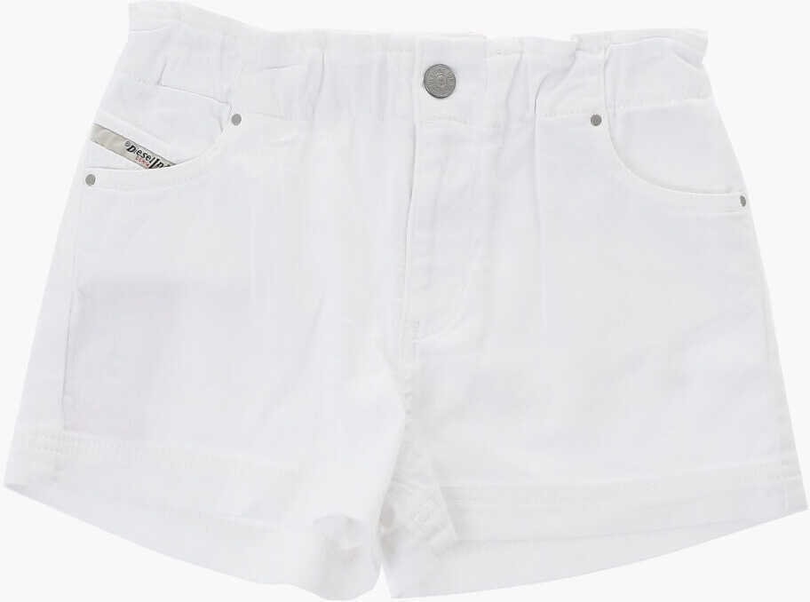 Pantaloni scurti Diesel Cotton Pamlix Shorts With Logoed Buttons White Baieti (BM 19714346) 1