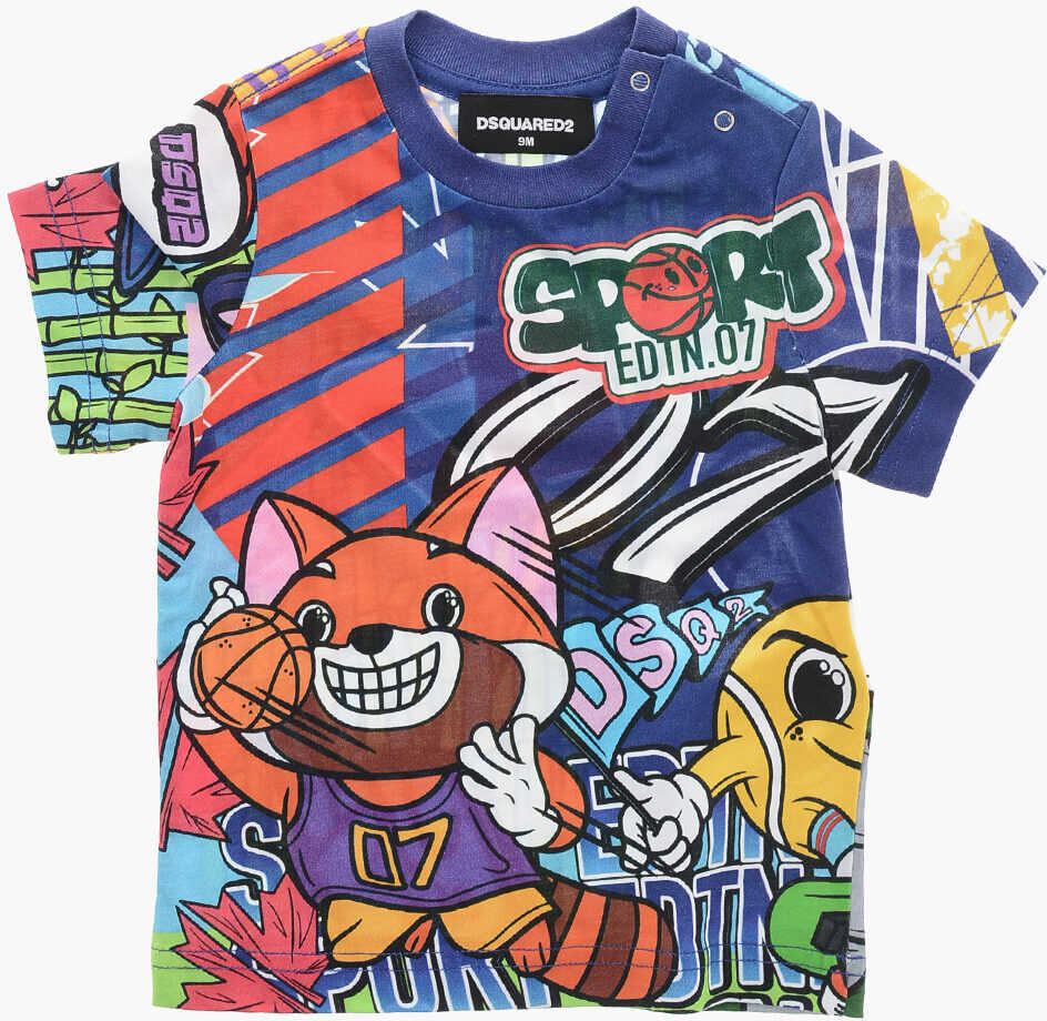 Tricouri DSQUARED2 Crew Neck Graffiti Cotton T-Shirt Multicolor Baieti (BM 19714352) 1