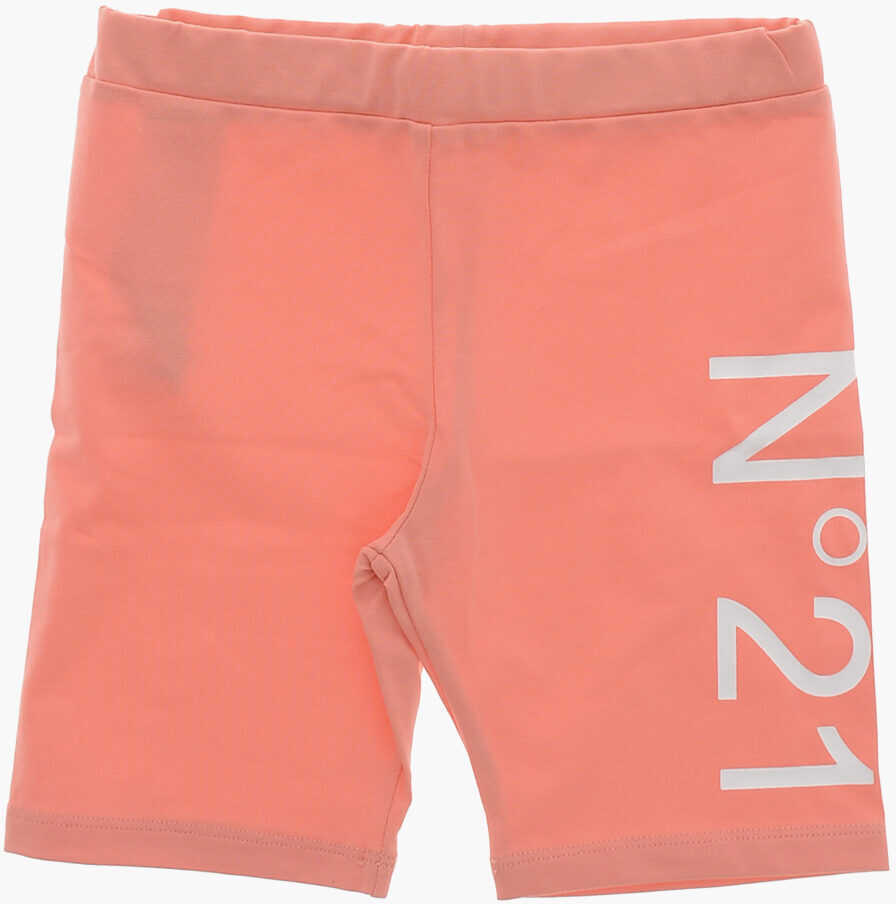 Pantaloni scurti N21 Kids Stretch Cotton Biker Shorts With Printed Logo Pink Baieti (BM 19714364) 1