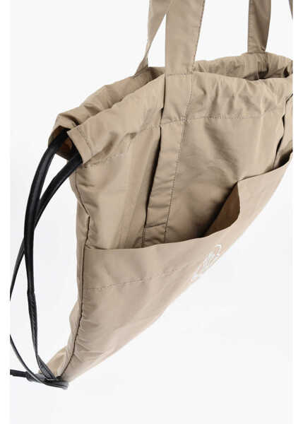 Genti de mana Moncler Cotton Drawstring Bag With Contrasting Logo Brown Barbati (BM 19714370) 4