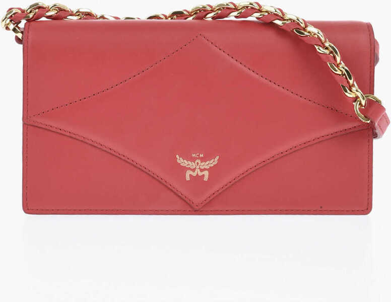 Portofele MCM Solid Color Leather Wallet With Removable Shoulder Strap Red Femei (BM 19714373) 1