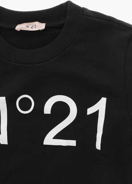 Bluze de trening N21 Kids Brushed Cotton Crew Neck Sweatshirt With Printed Logo Black Baieti (BM 19714382) 2