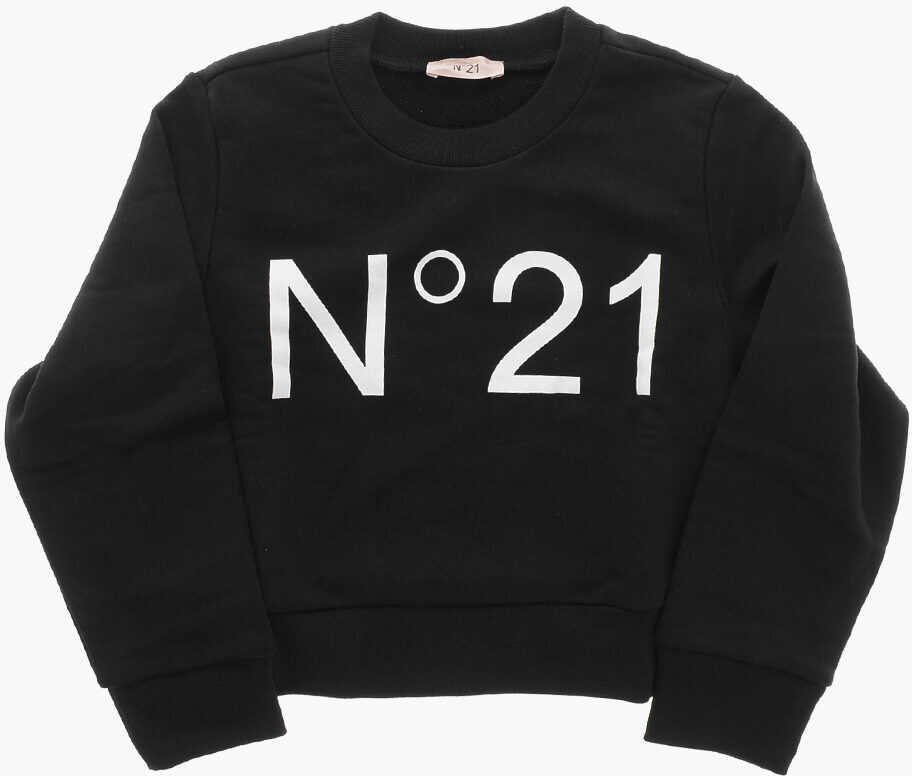 Bluze de trening N21 Kids Brushed Cotton Crew Neck Sweatshirt With Printed Logo Black Baieti (BM 19714382) 1