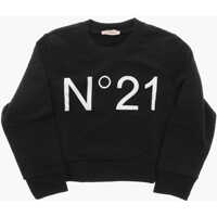 Bluze de trening Brushed Cotton Crew Neck Sweatshirt With Printed Logo Baieti