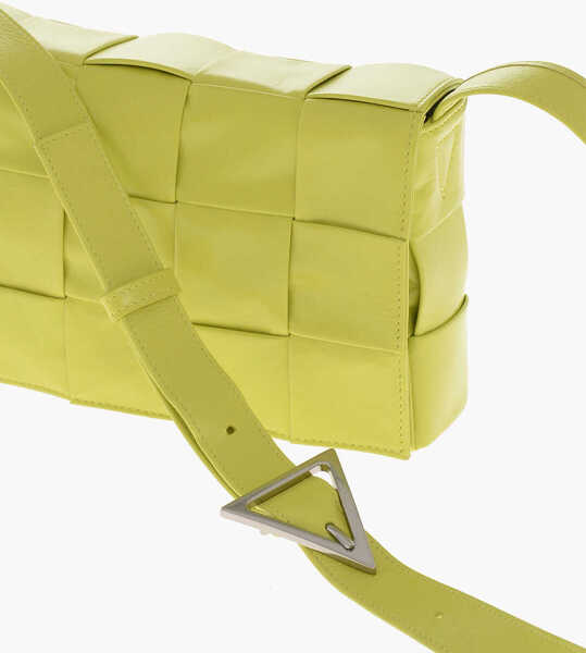 Genti tip postas Bottega Veneta Solid Color Braided Leather Medium Cassette Crossbody Bag Yellow Barbati (BM 19714388) 3