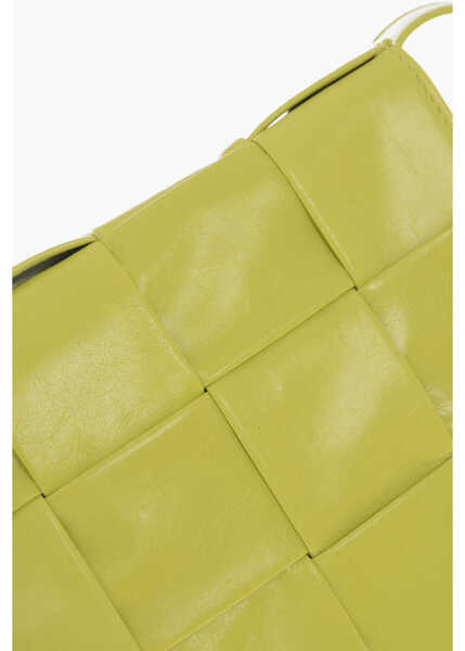 Genti tip postas Bottega Veneta Solid Color Braided Leather Medium Cassette Crossbody Bag Yellow Barbati (BM 19714388) 4