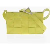 Genti tip postas Solid Color Braided Leather Medium Cassette Crossbody Bag Barbati