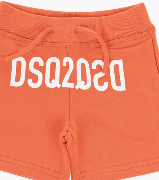Pantaloni scurti DSQUARED2 Solid Color Shorts With Contrasting Logo Orange Baieti (BM 19714397) 2