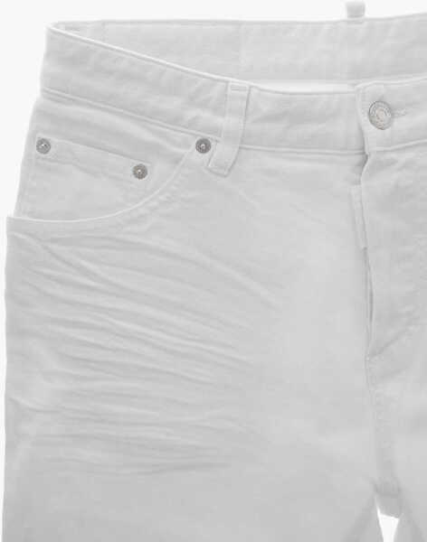 Pantaloni scurti DSQUARED2 White Bull Light Wash Shorts With Logo Button White Baieti (BM 19714403) 2