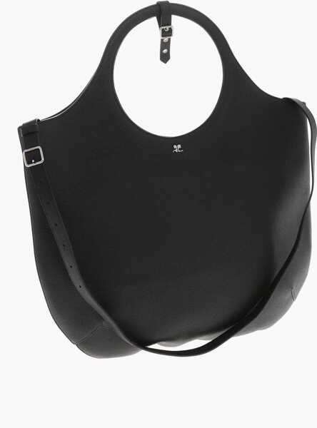 Genti de mana COURRGES Textured Leather Holy Hobo Bag Black Femei (BM 19714409) 3