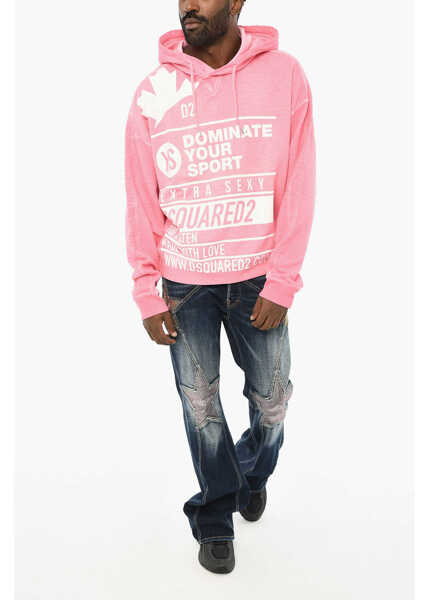 Bluze de trening DSQUARED2 Cotton Hoodie With Logo Pink Barbati (BM 19714415) 4