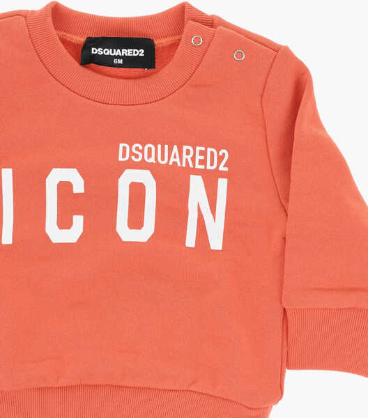 Bluze de trening DSQUARED2 Icon Brushed Cotton Sweatshirt With Contrasting Logo Orange Baieti (BM 19714421) 2