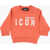 DSQUARED2 Icon Brushed Cotton Sweatshirt With Contrasting Logo Orange