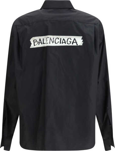 Camasi casual Balenciaga Masking Tape long sleeve Shirt BLACK Barbati (BM 19714439) 2