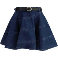 Fuste Self-Portrait Flared denim Mini Skir