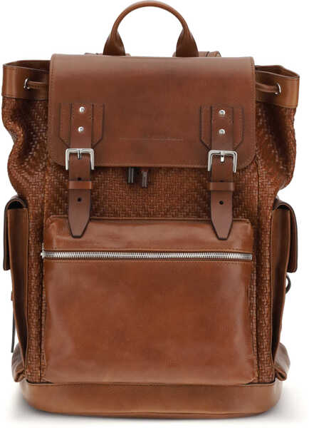 Rucsacuri Brunello Cucinelli Braided Calf City Backpack BRANDY Barbati (BM 19714478) 1