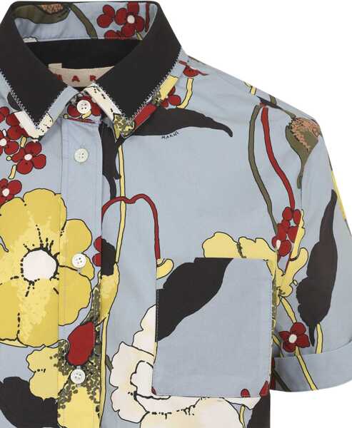 Camasi casual Marni Floral-print Shirt SKY Femei (BM 19714496) 3
