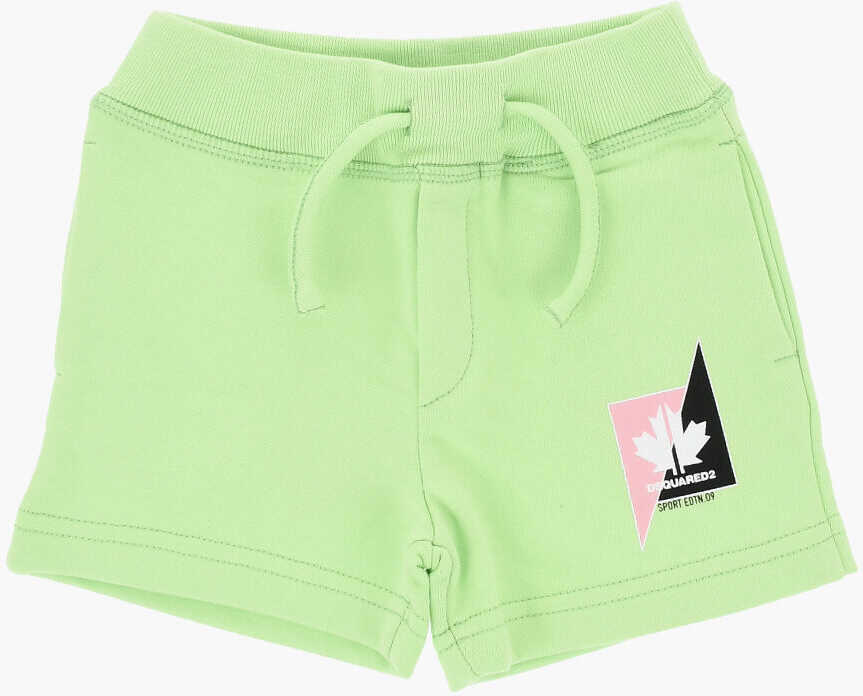 Pantaloni scurti DSQUARED2 Brushed Cotton Shorts With Elastic Waistband Green Baieti (BM 19714541) 1