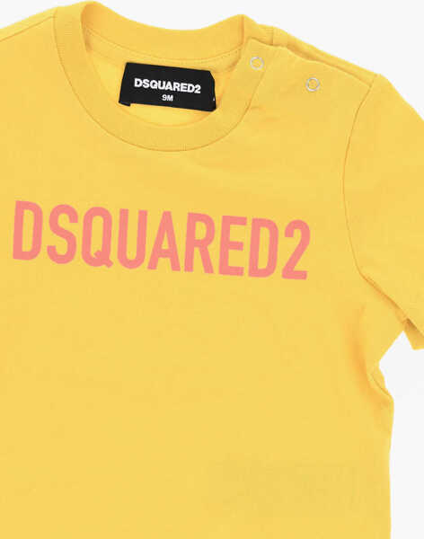 Tricouri DSQUARED2 Solid Color T-Shirt With Contrasting Logo Yellow Baieti (BM 19714544) 2