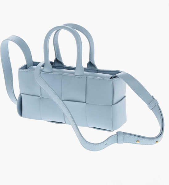 Genti de mana Bottega Veneta Braided Leather Mini Tote Bag Light Blue Femei (BM 19714547) 3