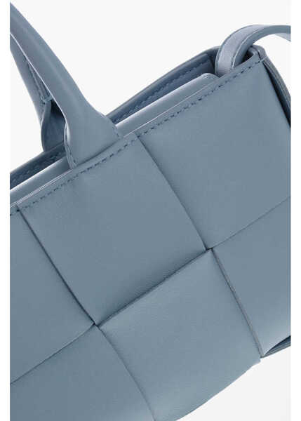 Genti de mana Bottega Veneta Braided Leather Mini Tote Bag Light Blue Femei (BM 19714547) 4