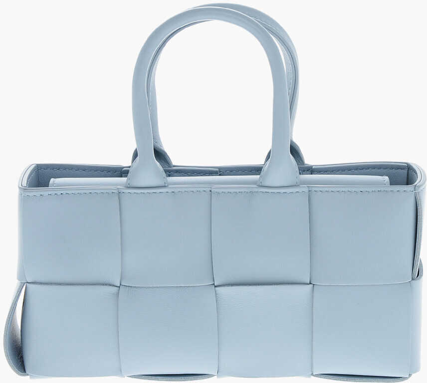 Genti de mana Bottega Veneta Braided Leather Mini Tote Bag Light Blue Femei (BM 19714547) 1