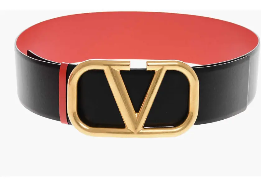 Curele Valentino Garavani Leather Belt With Gold Finish Maxi Buckle 70Mm Black Femei (BM 19714562) 3