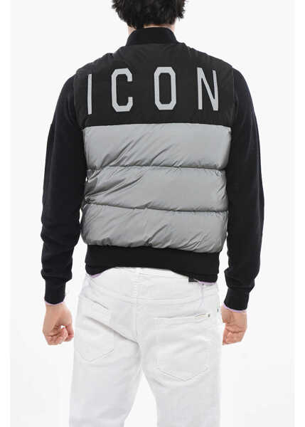 Veste costum DSQUARED2 Bomber Fit Padded Icon Waistcoat With Refractive Detail Black Barbati (BM 19714574) 2