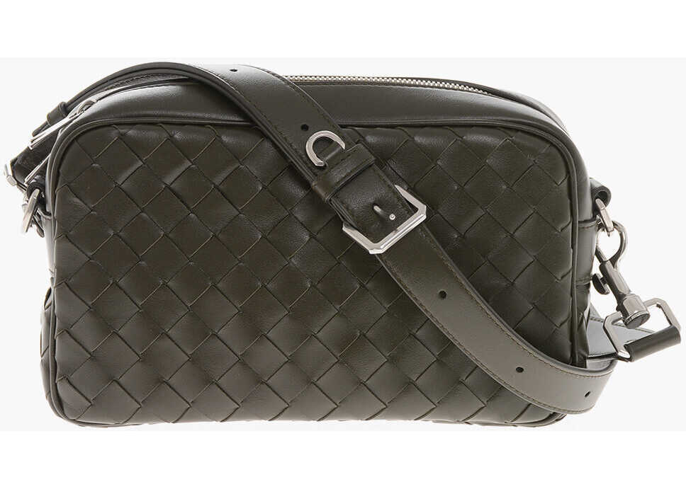 Genti tip postas Bottega Veneta Braided Leather Crossbody Bag Green Barbati (BM 19714580) 1