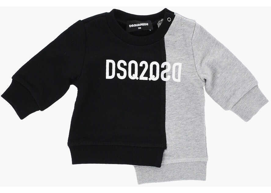 Bluze de trening DSQUARED2 Two-Tone Sweatshirt With Asymmetrical Design Black Baieti (BM 19714583) 1