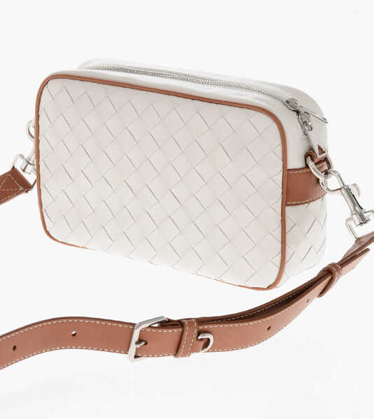 Genti tip postas Bottega Veneta Braided Leather Crossbody Bag With Contrasting Trims White Barbati (BM 19714595) 2