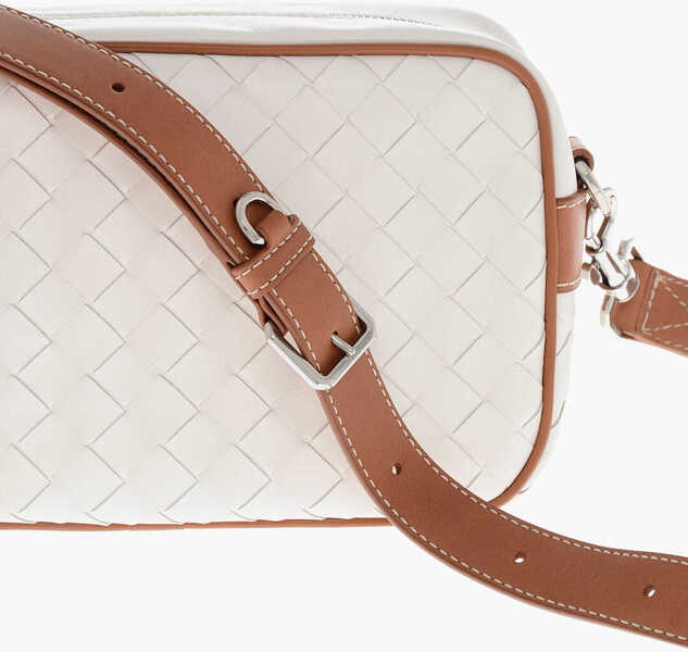 Genti tip postas Bottega Veneta Braided Leather Crossbody Bag With Contrasting Trims White Barbati (BM 19714595) 3