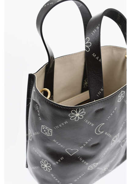 Genti de mana Marni All Over Logo Leather Mini Tote Bag Brown Femei (BM 19714598) 3