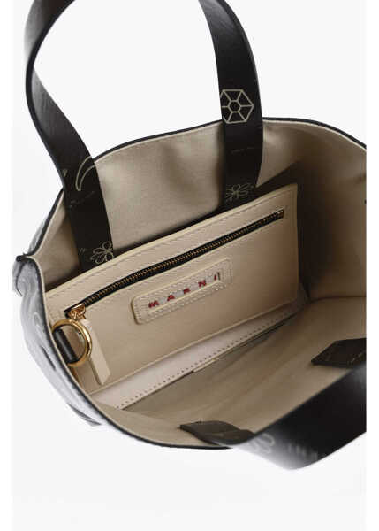 Genti de mana Marni All Over Logo Leather Mini Tote Bag Brown Femei (BM 19714598) 4