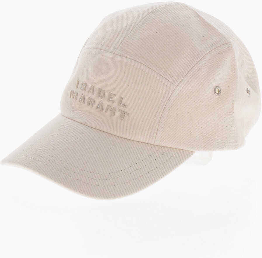 Sepci Isabel Marant Canvas Baseball Cap With Embroidered Logo Beige Femei (BM 19714610) 1