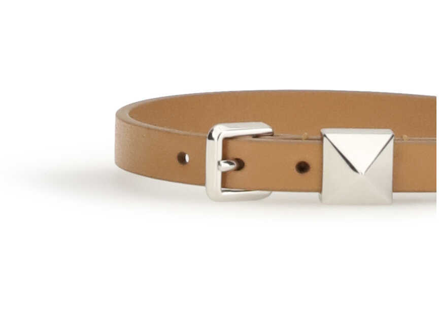 Bratari Valentino Garavani Leather Bracelet with a single Rockstud NATURAL CAMEL Barbati (BM 19714634) 3