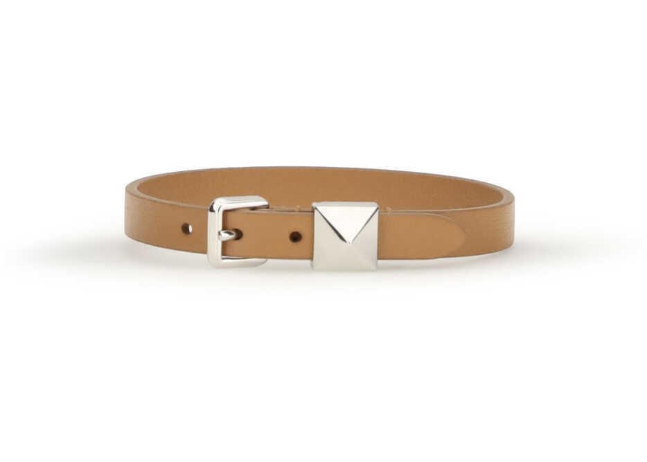 Bratari Valentino Garavani Leather Bracelet with a single Rockstud NATURAL CAMEL Barbati (BM 19714634) 1
