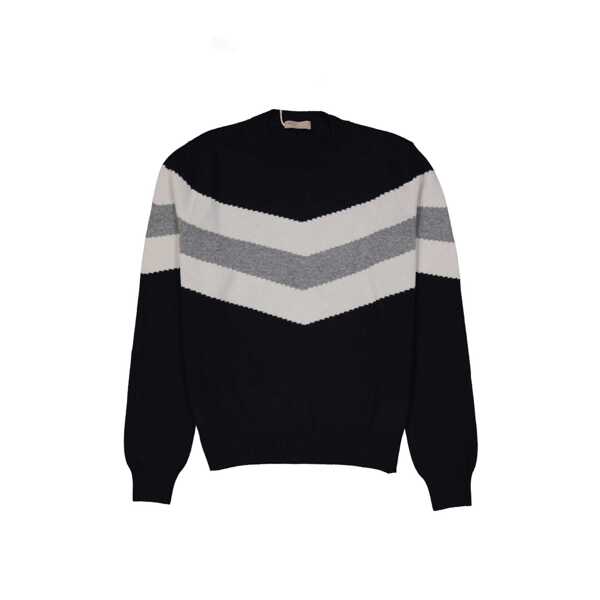 Pulovere Herno Herno  zigzag-stripe sweater Blue Barbati (BM 19714707) 1