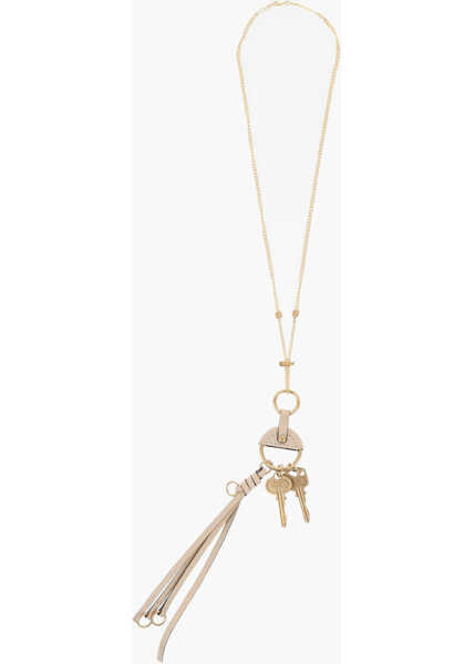 Coliere Chloe Gold-Tone Metal Necklace With Leather Details Beige Femei (BM 19714742) 1