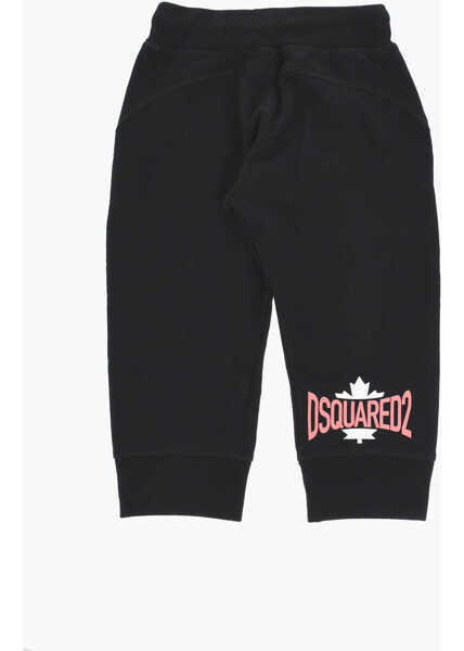 Pantaloni de trening DSQUARED2 Solid Color Brushed Cotton Joggers With Contrasting Logo Black Baieti (BM 19714757) 3