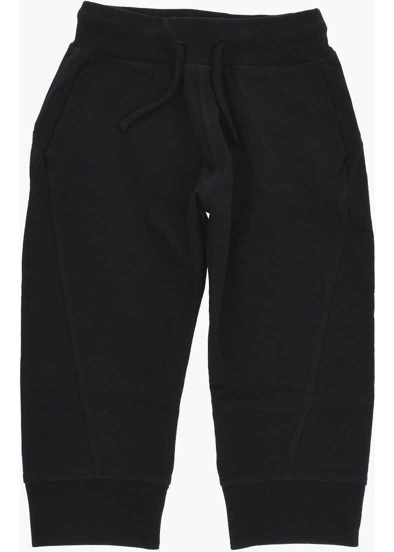 Pantaloni de trening DSQUARED2 Solid Color Brushed Cotton Joggers With Contrasting Logo Black Baieti (BM 19714757) 1