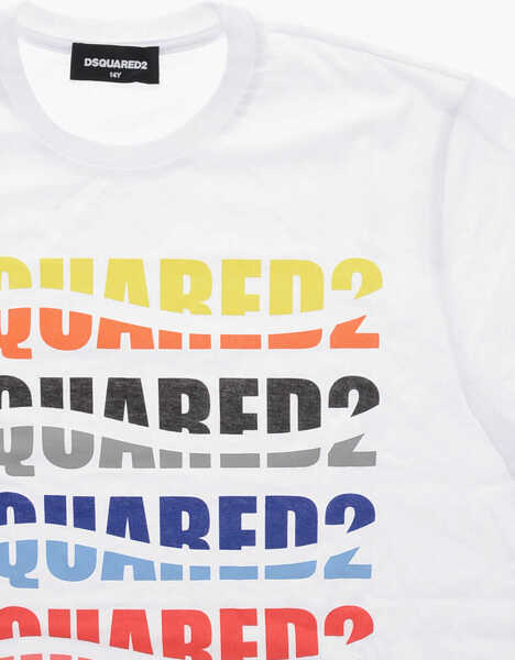 Tricouri DSQUARED2 Crew Neck Cotton T-Shirt With Printed Logo White Baieti (BM 19714763) 2