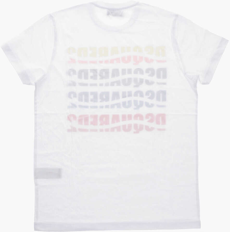 Tricouri DSQUARED2 Crew Neck Cotton T-Shirt With Printed Logo White Baieti (BM 19714763) 3